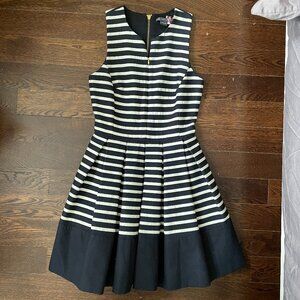A/X Armani Exchange Black/Cream Striped Fit and Flare Dress-Size 0